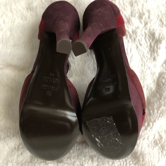 BNIB Gorgeous Burgundy/Wine Suede Fendi Platforms - Picture 5 of 8